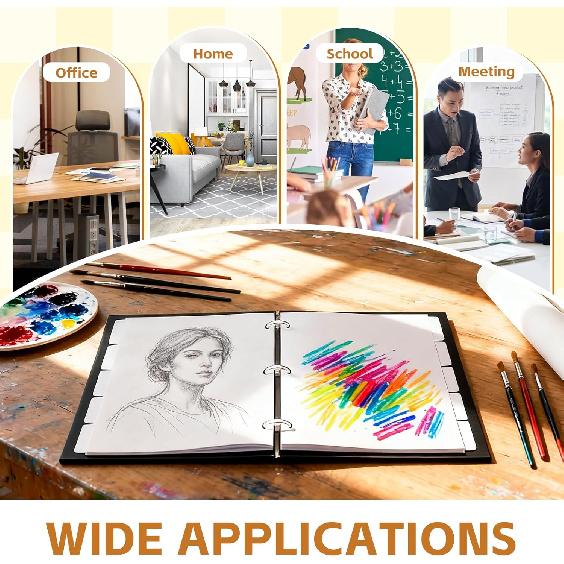 Blank Write On Binder Dividers for 3 Ring Binder, 1/5 Cut Tabs Letter Size White Binder Separators with 5 Tabs 8.5 X 11 File 3 Hole Punch Page