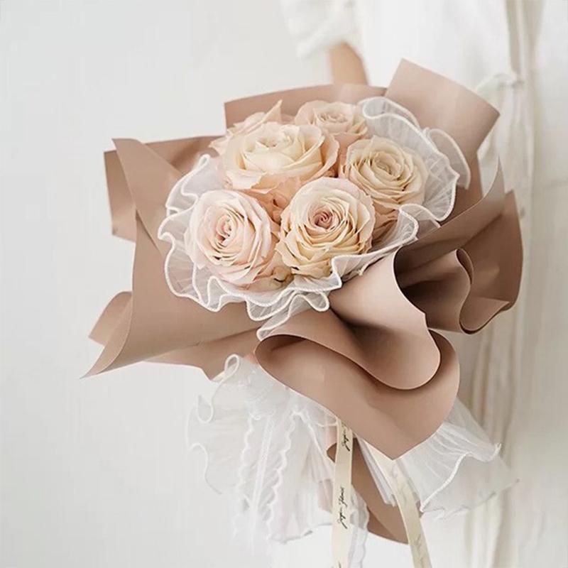 Verpackungsmaterial Zubehör 28X400cm Blumeneinwickelpapier Perlenwellengarn Spitze Netz Florist Bouquet Party Valentinstagsgeschenk