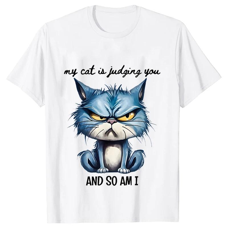 Funny Cat Sarcastic Antisocial Attitude Print Tshirts for Women Angry Cat T-shirts Not Today Introvert Female Tee Shirts Femme