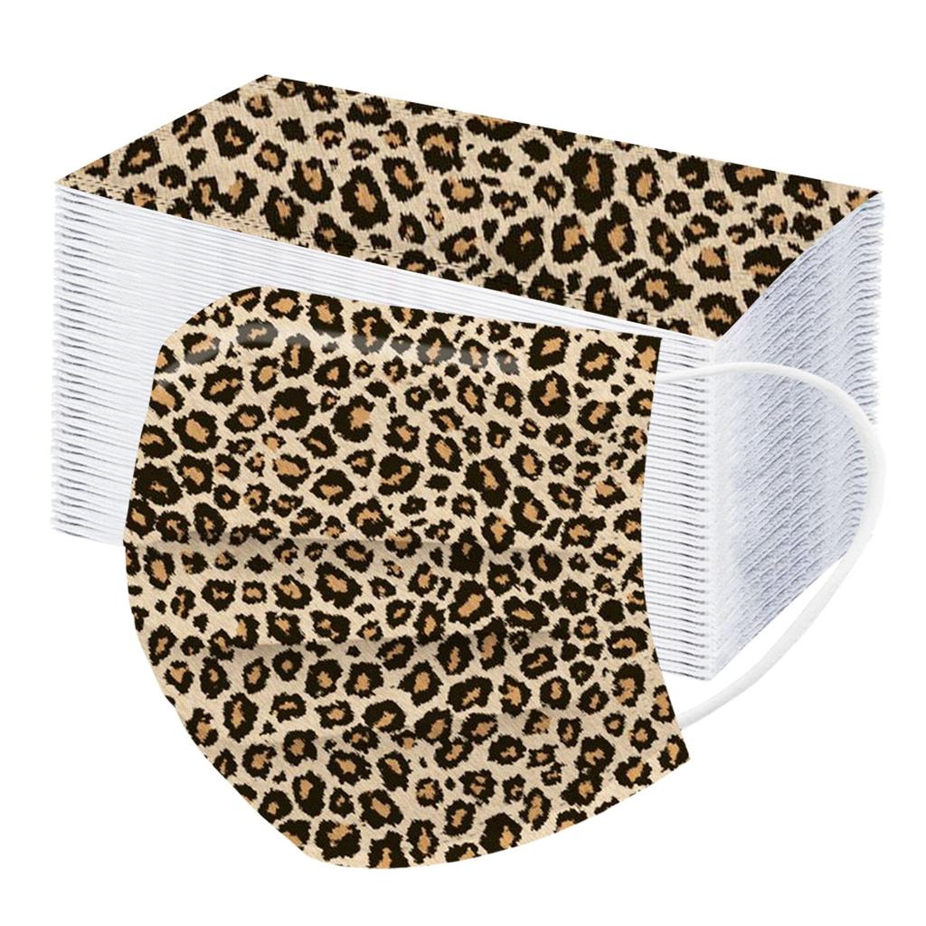 Dospělá třívrstvá jednorázová prachotěsná ochranná maska s leopardím potiskem