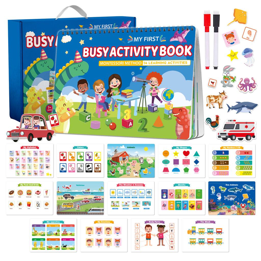 Montessori Busy Book For Kids With Reusable Puzzles And Stickers For Early Education Fun