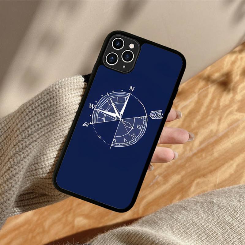 Nautical Compass Logo Phone Case Silicone PC+TPU Case for iPhone 11 12 13 Pro Max 8 7 6 Plus X SE XR Hard Fundas