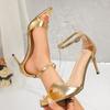 Summer New Sexy Open Toe Stiletto Heel High Heels Women's One Word Strap Sandal Bag Heel Versatile Shoes