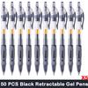 10/100 PCS Roise Retractable Gel Pens Set Black/Red/Blue Ink Ballpoint for Writing Refills Office School Supplies Stationery