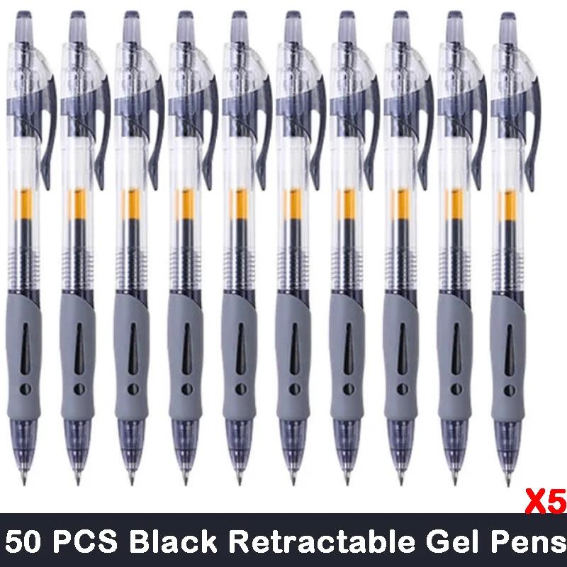 10/100 PCS Roise Retractable Gel Pens Set Black/Red/Blue Ink Ballpoint for Writing Refills Office School Supplies Stationery
