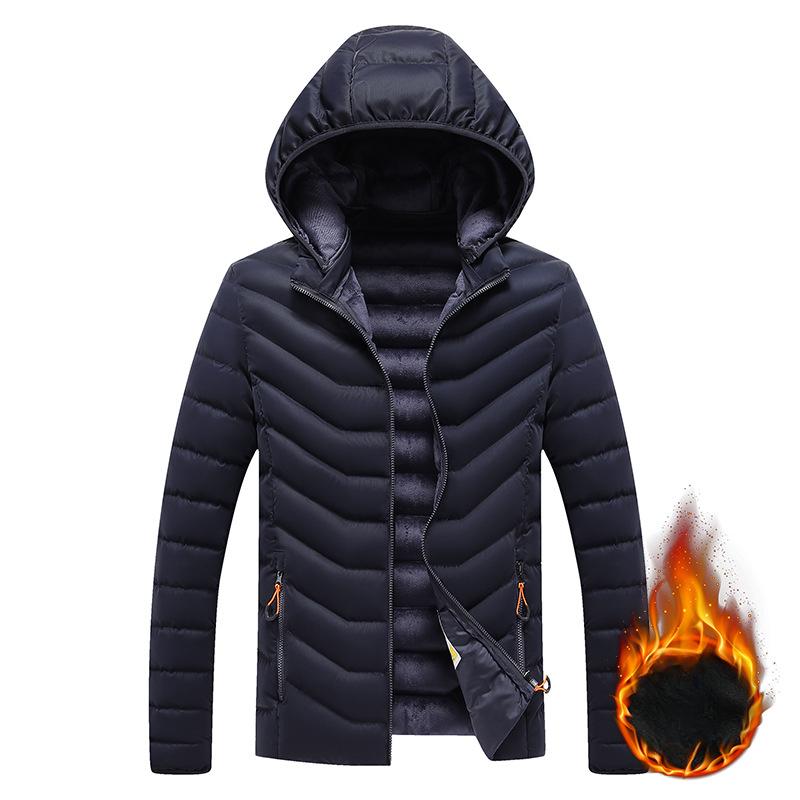 

Lightweight Ribs and Cotton Jacket for Men In Winter Slim Fit Removable Hat Plus Velvet Thickened Hooded Jacket for Men 4XL