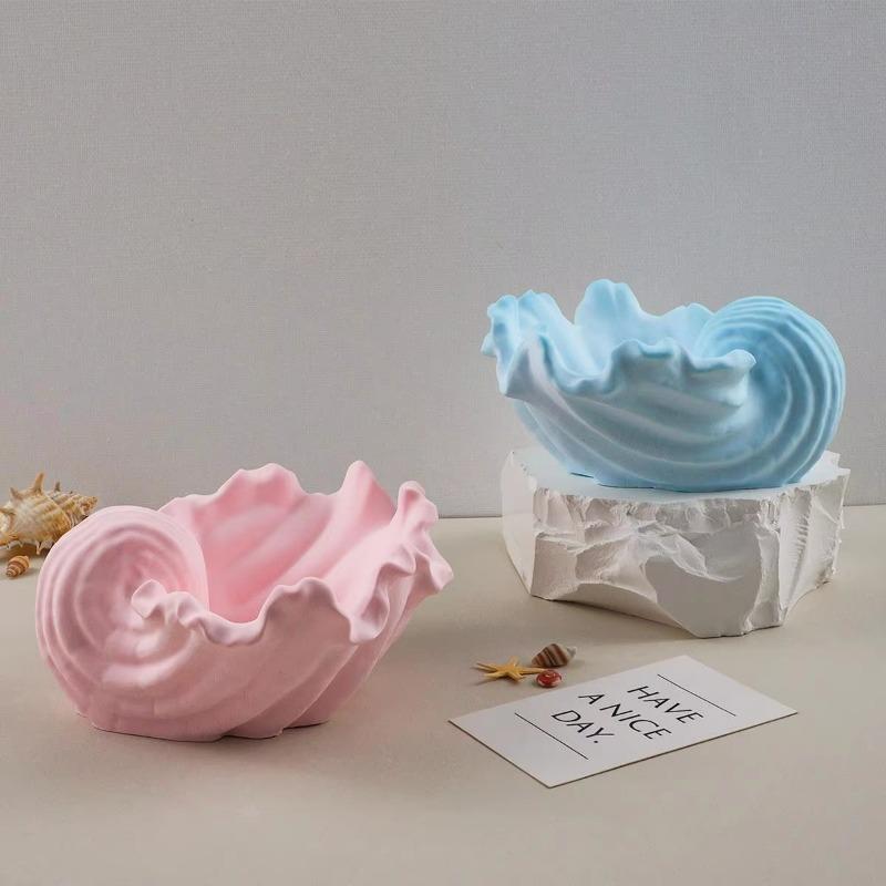 Moules en silicone pour bougies en forme de conque, style océan, pour fabrication de boîtes de rangement, de bijoux, de cire parfumée, faits à la main, pour décoration d'intérieur