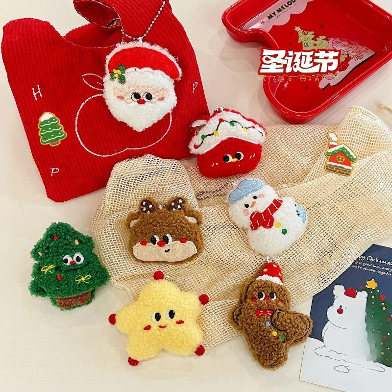 Christmas Plush Ornament Cute Santa Snowman Reindeer Doll Pendant Soft Fluffy Mini Hanging Decor For Xmas Tree Holiday Gifts