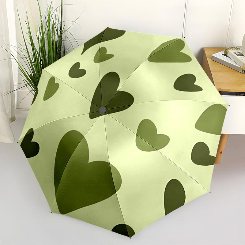 1pc Heart Circle Automatic Open/close Folding Compact Umbrella, 8 Rib Sturdy Canopy, Lightweight Portable, Everyday Use, Gift,,112