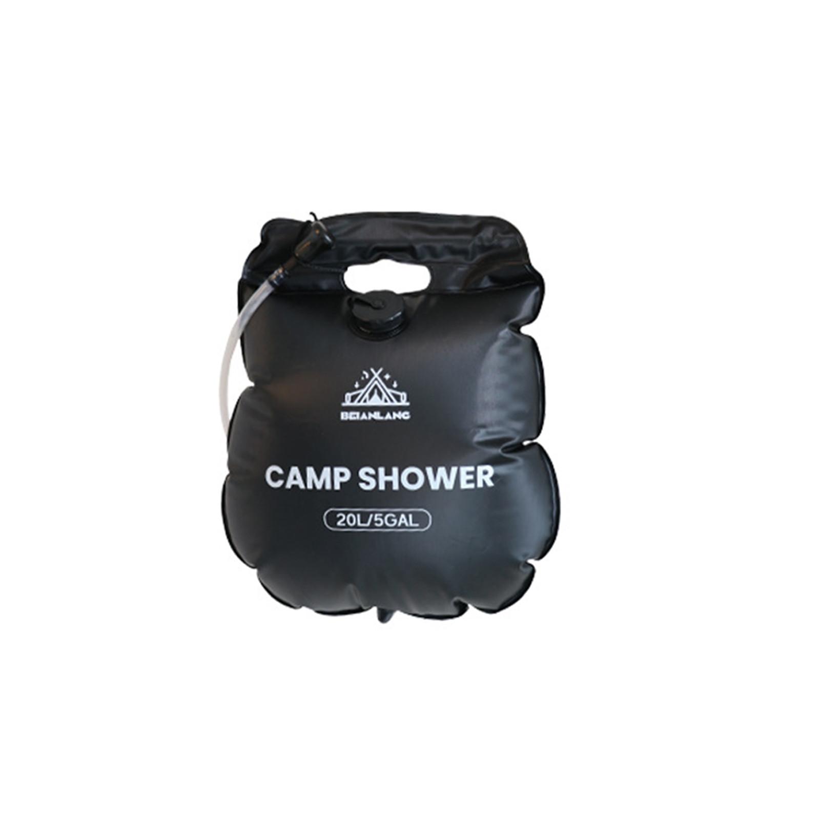 

Портативный солнечный походный душ, 5 галлонов/20 л складной контейнер для воды, черный One Size