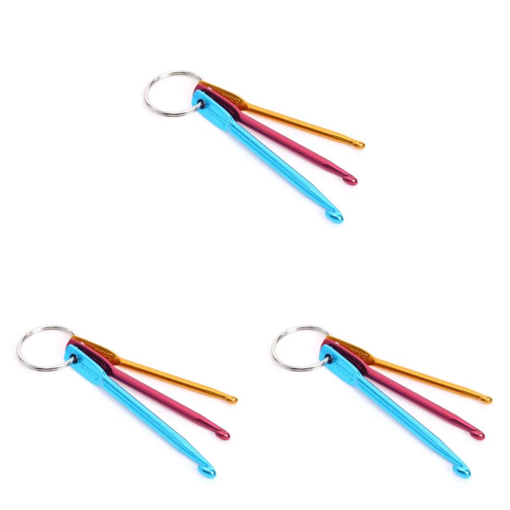 5Set 3pcs Mini Crochet Needles Aluminum Keychain Knitted Crochet Hooks  DIY Crafts Knitting Weaving Hair Needles Sewing Tool Set