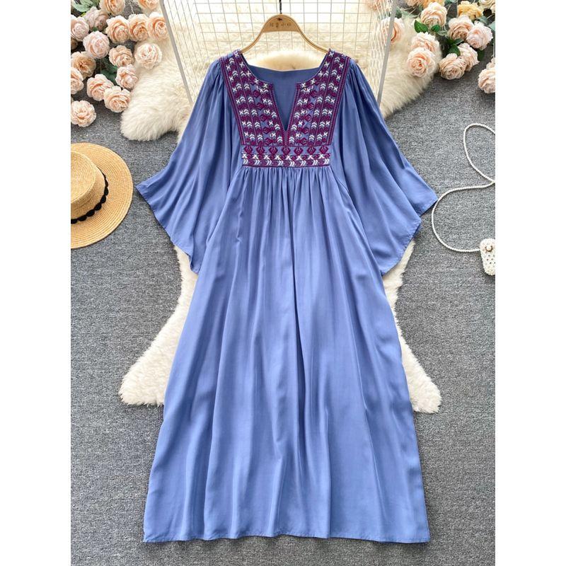 Women's Clothing Plus Size Ladies Ethnic Style Retro Slimming Dress