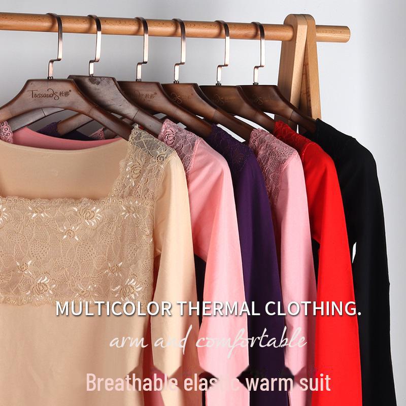 Women's Pure Cotton Lace Thermal Underwear Set - Autumn/Winter Long Sleeve & Bottoms