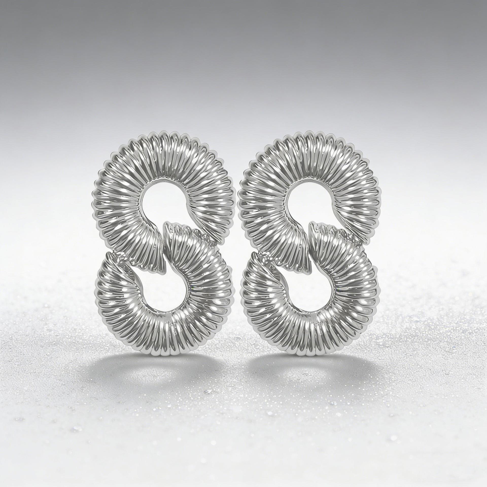 

European and American High-end Retro Threaded Twist Earrings Earrings for Women срібло сірий колір