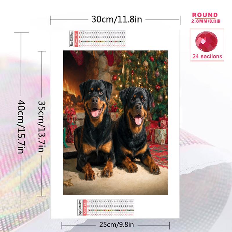 Rottweiler Pattern 3pcs 100% Round Full Drill 5D DIY Diamond Painting Embroidery Cross Stitch Rhinestone Décor