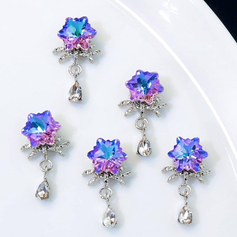 Świąteczny Wisiorek Płatka Śniegu Łańcuszek Części do Paznokci Stop Diament Ozdoby do Paznokci Brokatowe Świąteczne Akcesoria do Dekoracji Paznokci DIY