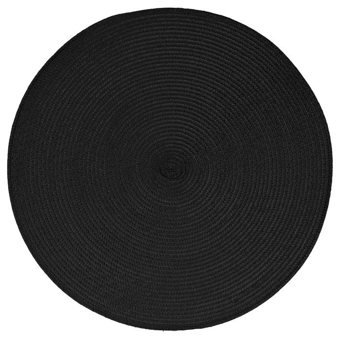 Set De Table - Tressé Rond - Noir - Diamètre 38 Cm - 100% Polypropylène