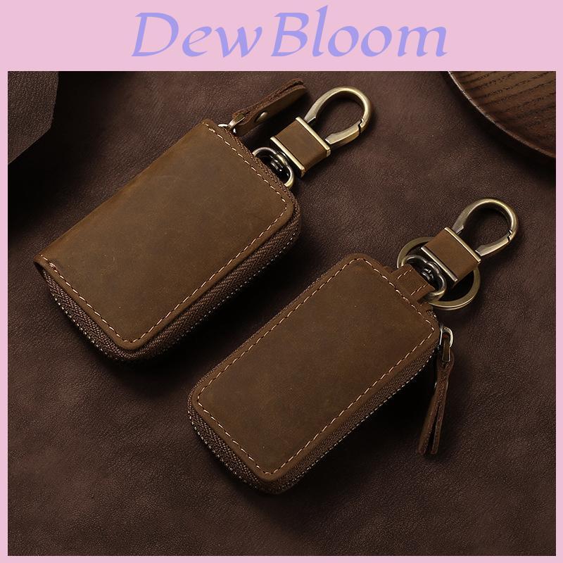 Leather Car Key Case With Foldable Design And Vintage Style For Men And Women