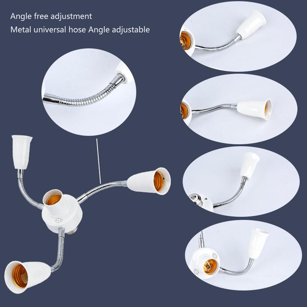 Adjustable E27 Base Light Socket Splitter Gooseneck LED Bulbs Holder Converter with Extension Hose 3 4 5 6 Way Adapter