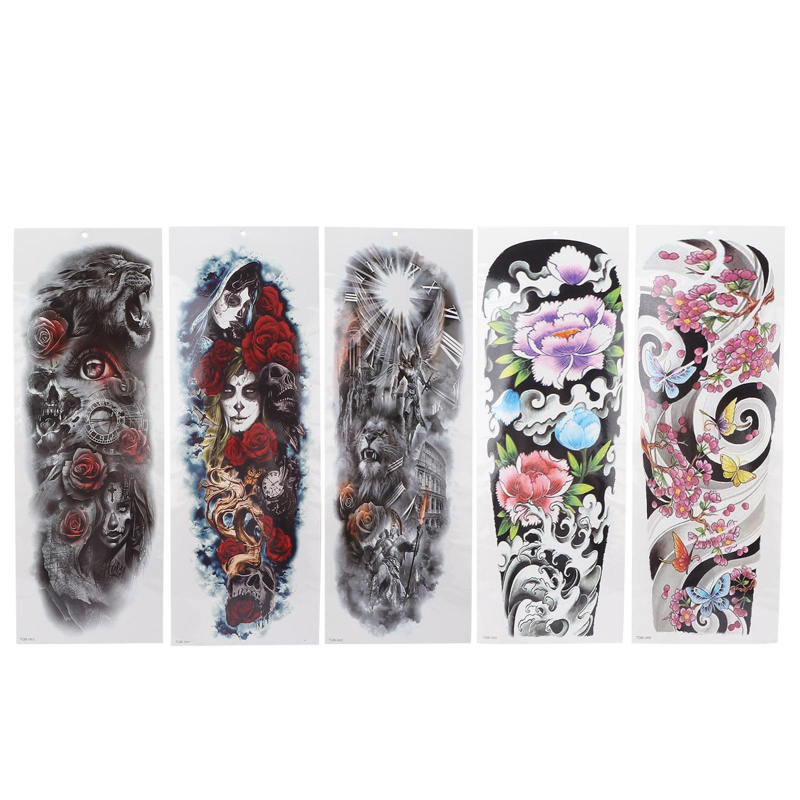 

5 Sheet Temporary Full Arm Tattoo Sticker Men Women Waterproof Tattoo Stick Decoration