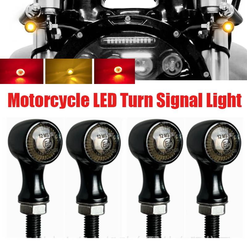 E24 Retro Motorcycle Turn Signal LED Light Flashing Indicator Tail Brake Light 8mm For Harley Yamaha Cafe Racer Bobber Chopper