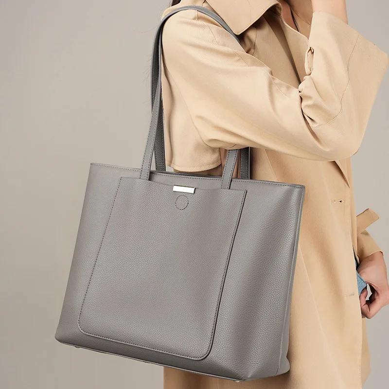 Lässige Umhängetasche für Damen mit großem Fassungsvermögen, Luxus-Designer-Handtasche aus Leder, Einkaufstasche für den Weg zur Arbeit
