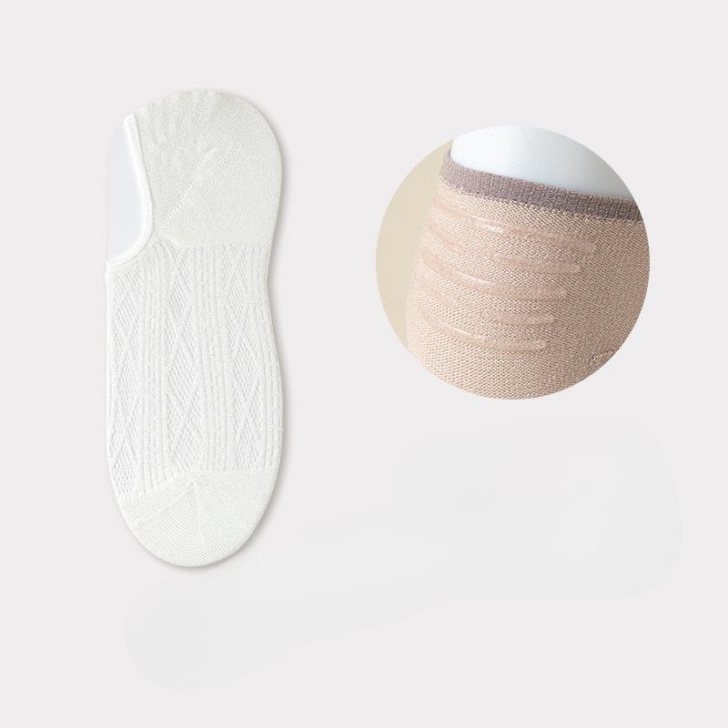 Women's Summer Thin Casual Solid Color Breathable Invisible Silicone Non Skid Boat Socks