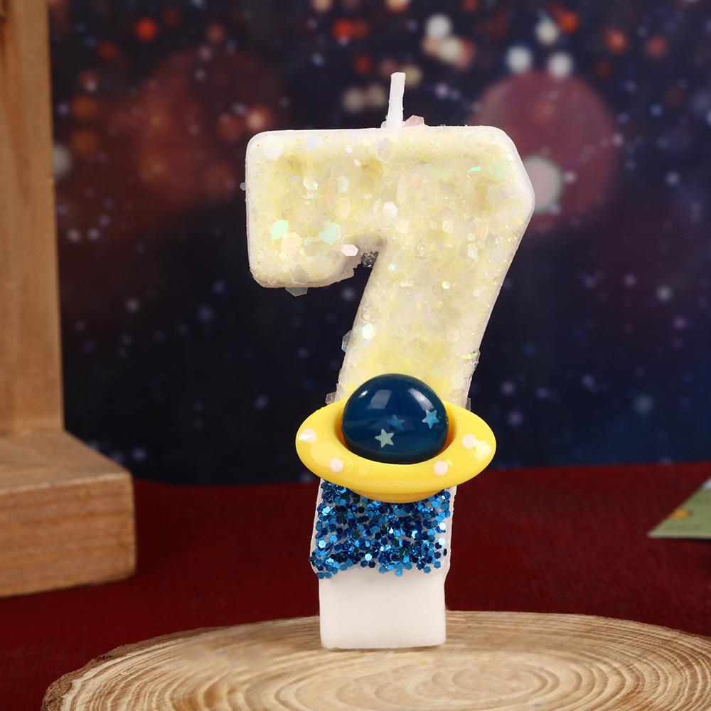 

Свечи на день рождения «Космический корабль» Номера 0-9 - Свечи Топпер для торта для празднования юбилея, Вечеринка «Ракета космонавта» для мальчиков