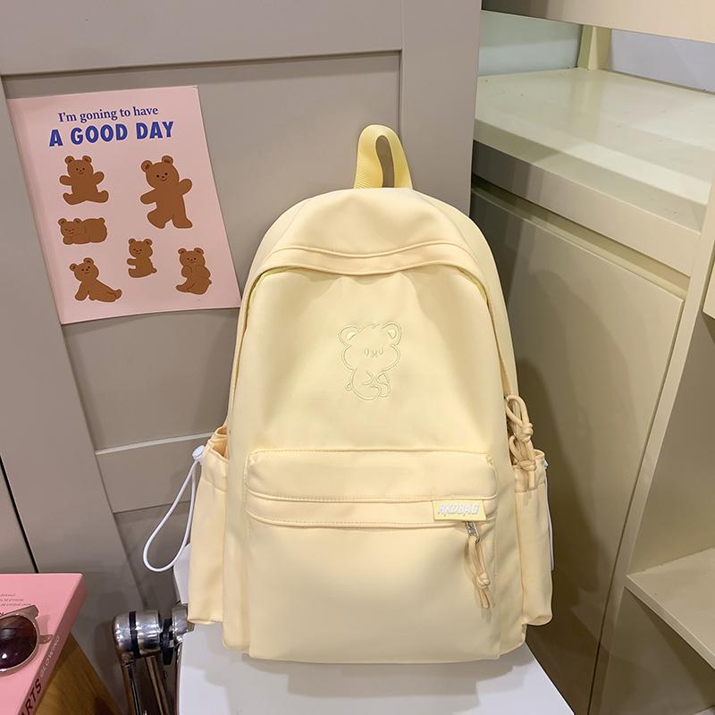 Tecknad Broderi Student Skolväska Dam Stor Kapacitet Ryggsäck