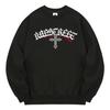KAN6312 Kmb0162 Lettering Cross God Fleece-Lined Sweatshirt Black