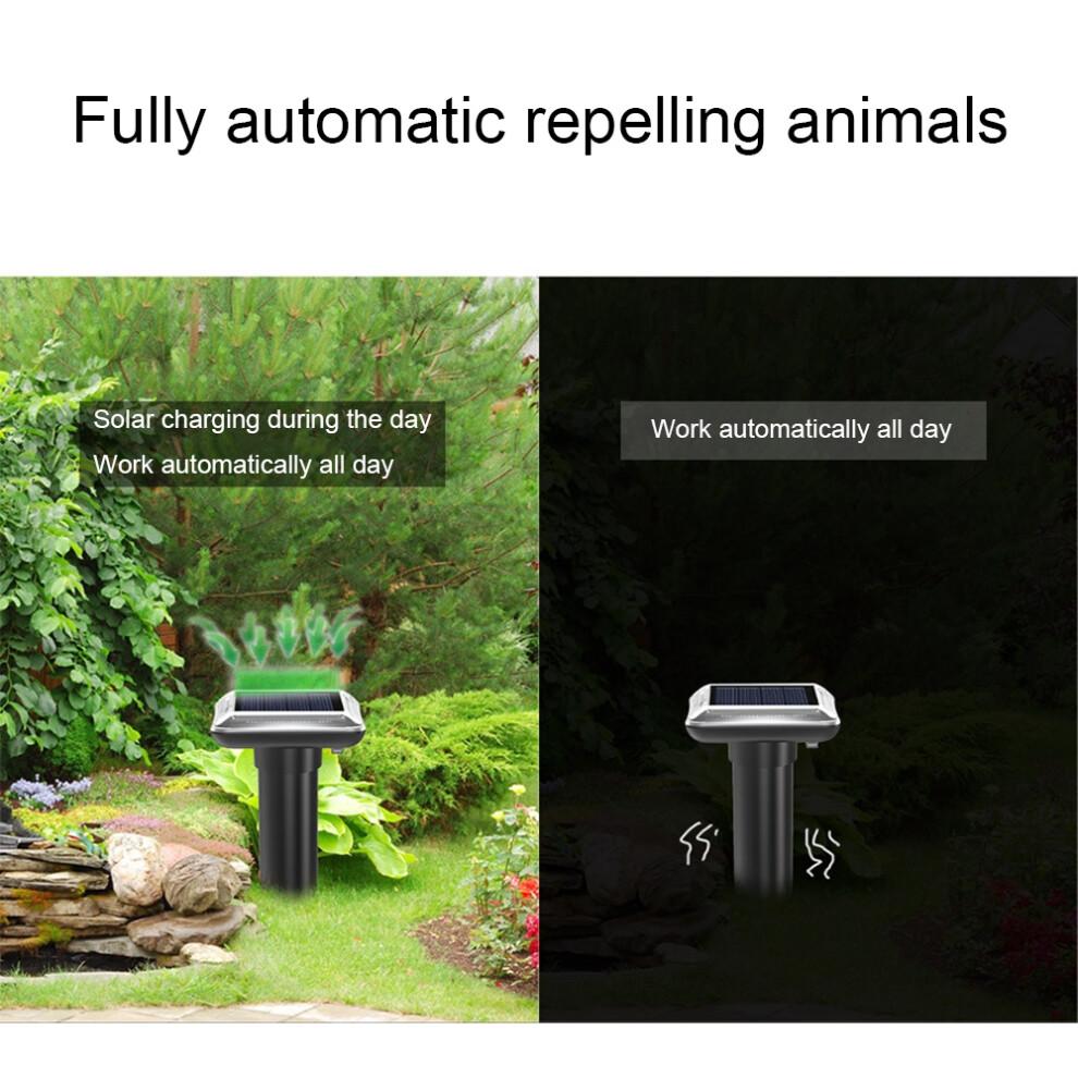 Outdoor Solar Ultrasonic Animal Repeller Waterproof Rat Deterrent Black Pest Control Device for Yard, Patio and Farm