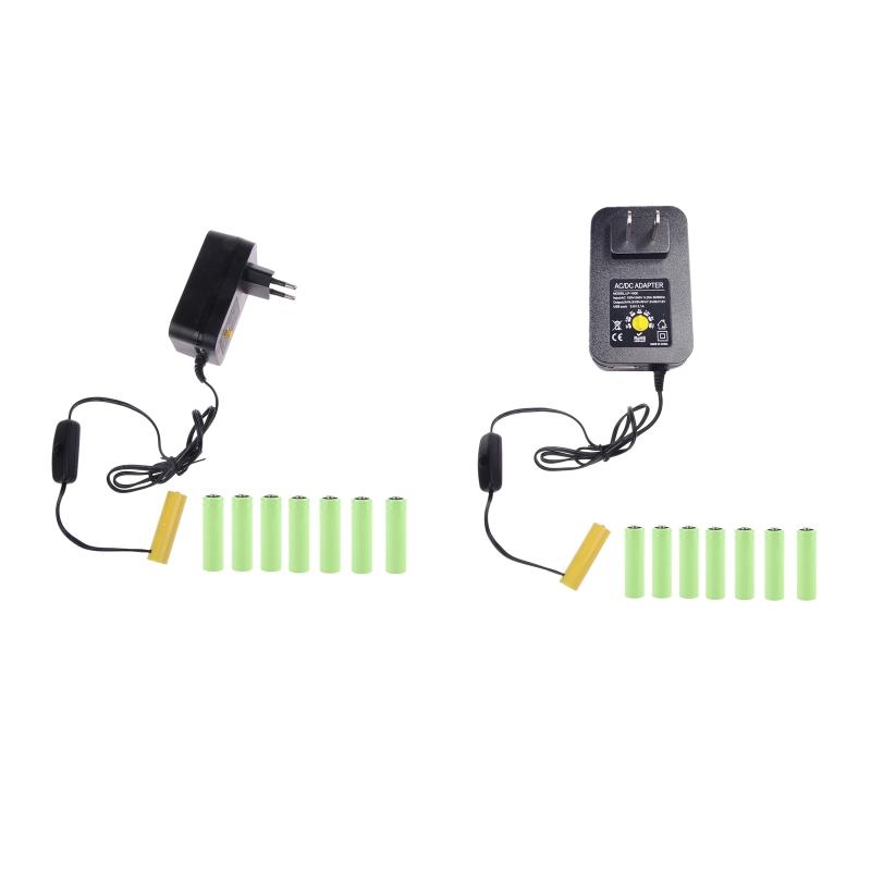 Adjustable 3V-12V AC-DC Power Supply Adapter with USB Output Repacement for AA Battery Replace 2-8pcs AA Batteries