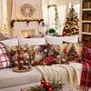 Polyester Christmas Cushion Cover Checkered Pattern Christmas Tree Printed Throw Pillow Cover Decorative Design Pillowcase