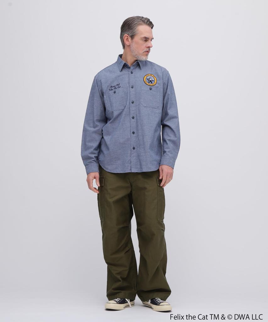 AVIREX FELIX CHAMBRAY Size SHIRT, Men's, 2XL, 367, Indigo, 783-5120008