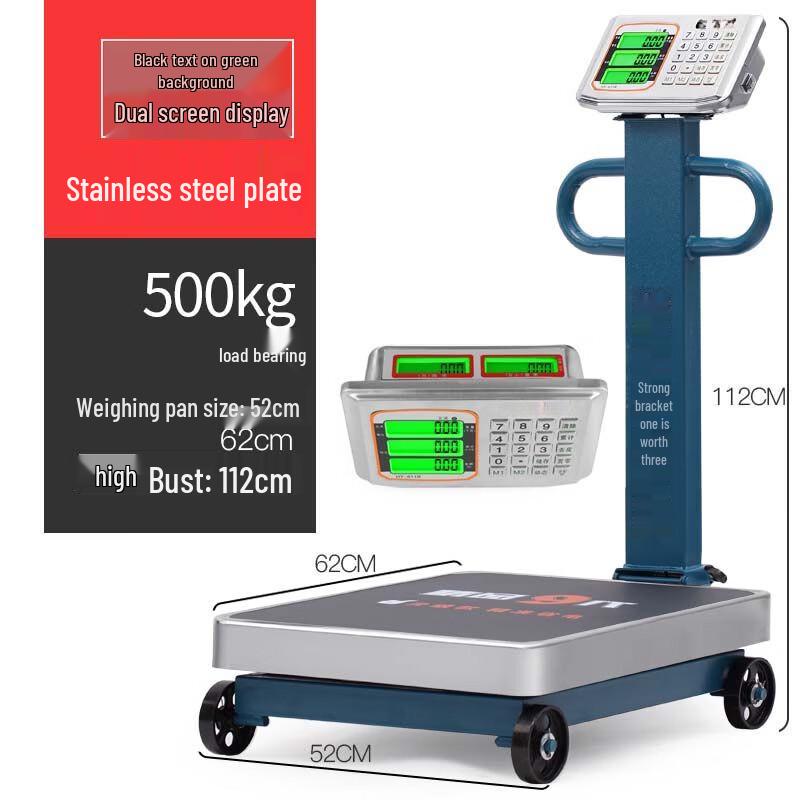 RuHan 500kg Stainless Steel Digital Platform Scale with Wheels