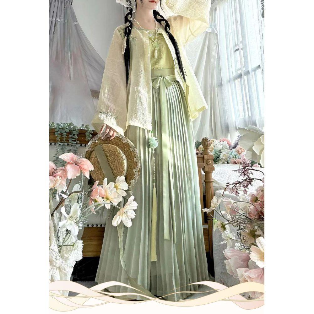 Vyšívaný a prodyšný denní oblek ve stylu čínské dynastie Hanfu pro ženy