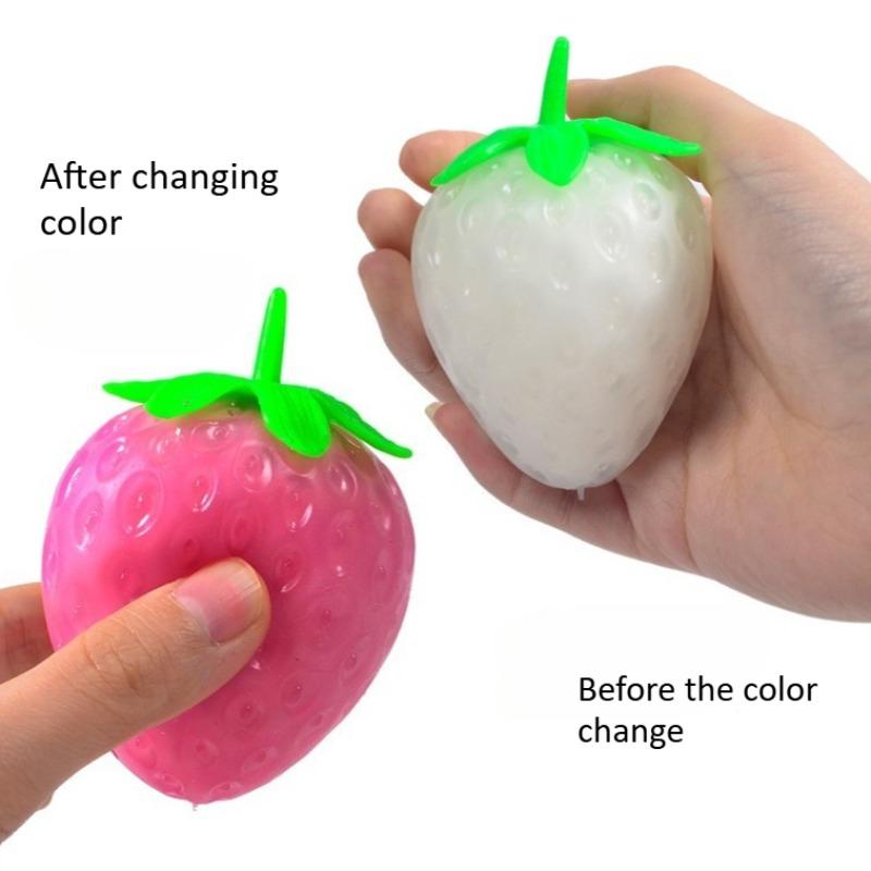 Jucărie Fidget Căpșună Squishy Schimbătoare de Culoare Jucărie Senzorială Căpșună Drăguță Jucărie de Strâns pentru Decompresie Cadou pentru Prieteni