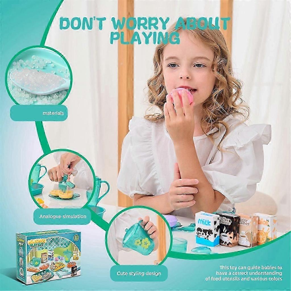 33pcs Play House Kitchen Toy Set Children Tea Play Set Compatible with Kids, Role Playing Toy with Dessert and Tableware