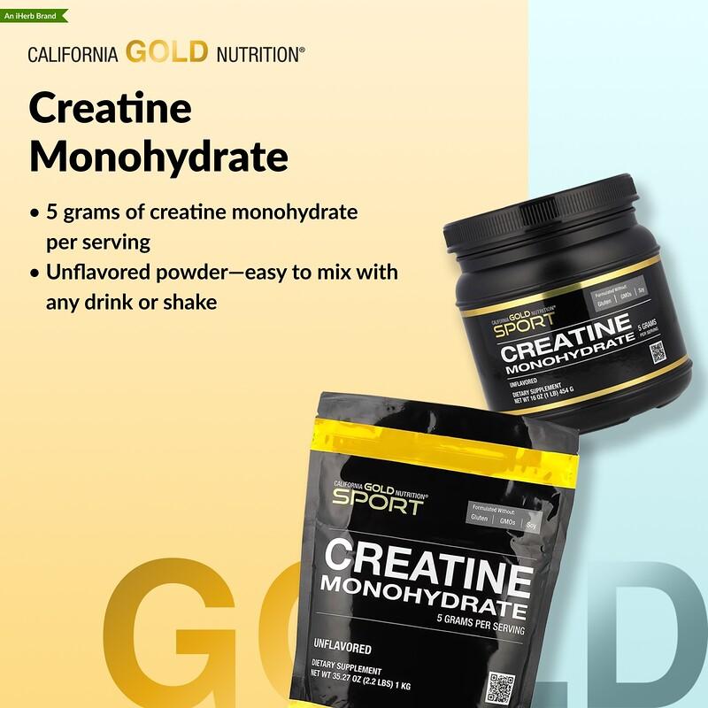 Sport, Pure Creatine Monohydrate, Unflavored, 2.2 lbs (1 kg)
