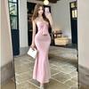 With Accessory Chest Pads, High-end Diamond-encrusted Fashionable and Sexy Suspender Dress, Pure Slim-fitting Hip-wrap Skirt