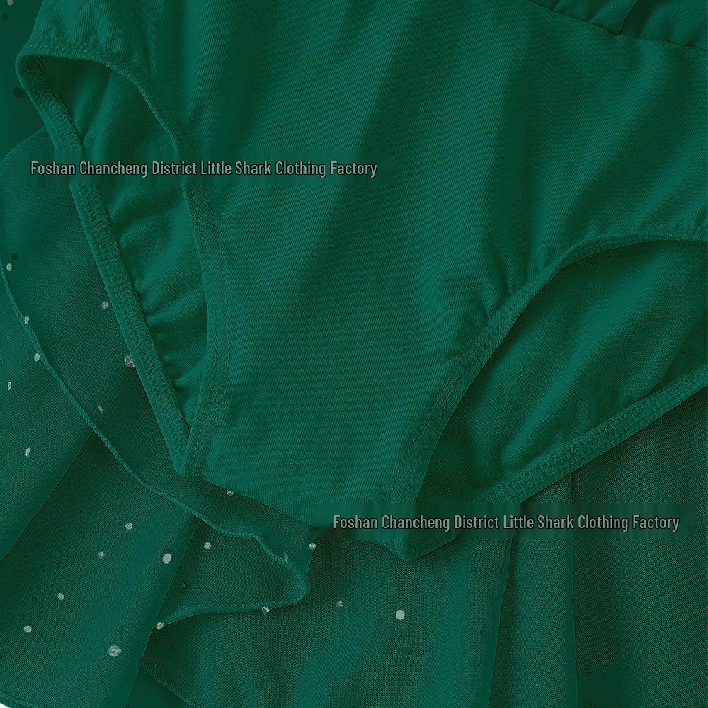 Dětské šifonové taneční šaty s flitry a křížovým zadním dílem pro balet a gymnastiku