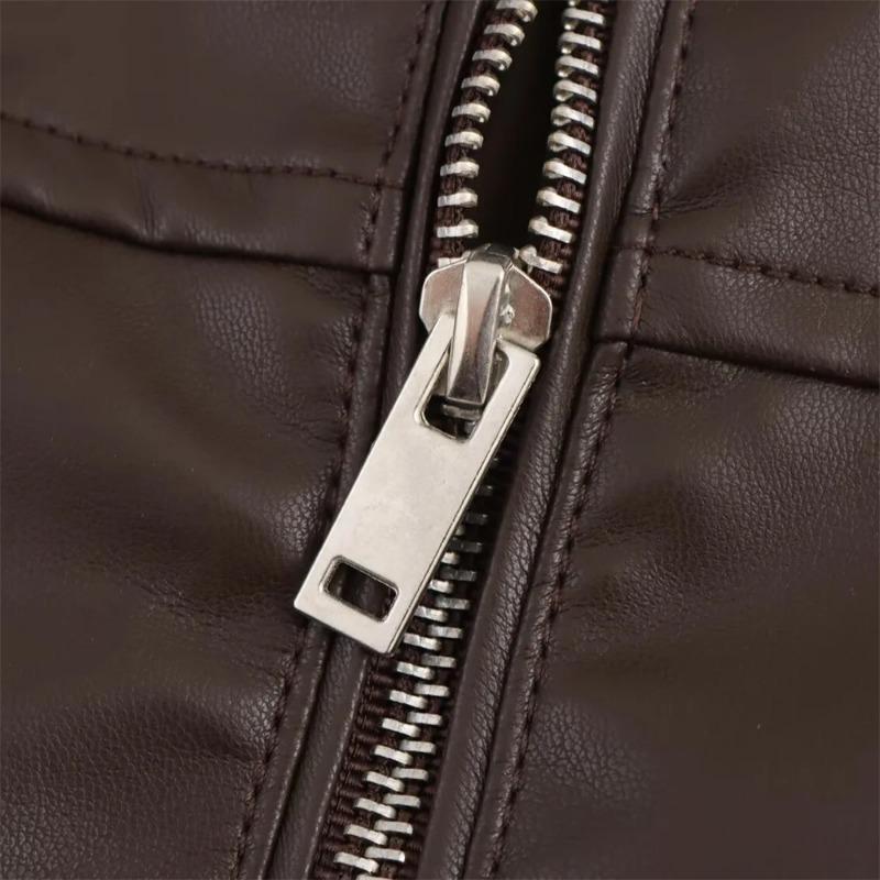 Autumn New Women's Jacket Simple Loose Clothing Casual Fashion Coat All-match Imitation Leather Pilot Jacket