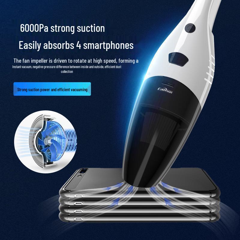 Wireless Car and Home Wet/Dry Vacuum Cleaner, High-Power, Cigarette Lighter-Compatible