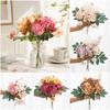 Multicolor Artificial Flower Bouquet Silk Petals Green Leaves Simulation Hydrangea Photo Props Accessories Decorative Flower