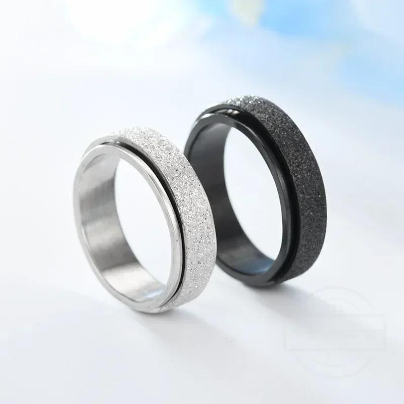 6mm Anxiety Fidget Spinner Rings for Men Smooth Stainless Steel Spinning Rotating Ring for Women Anti Stress Jewelry Gift