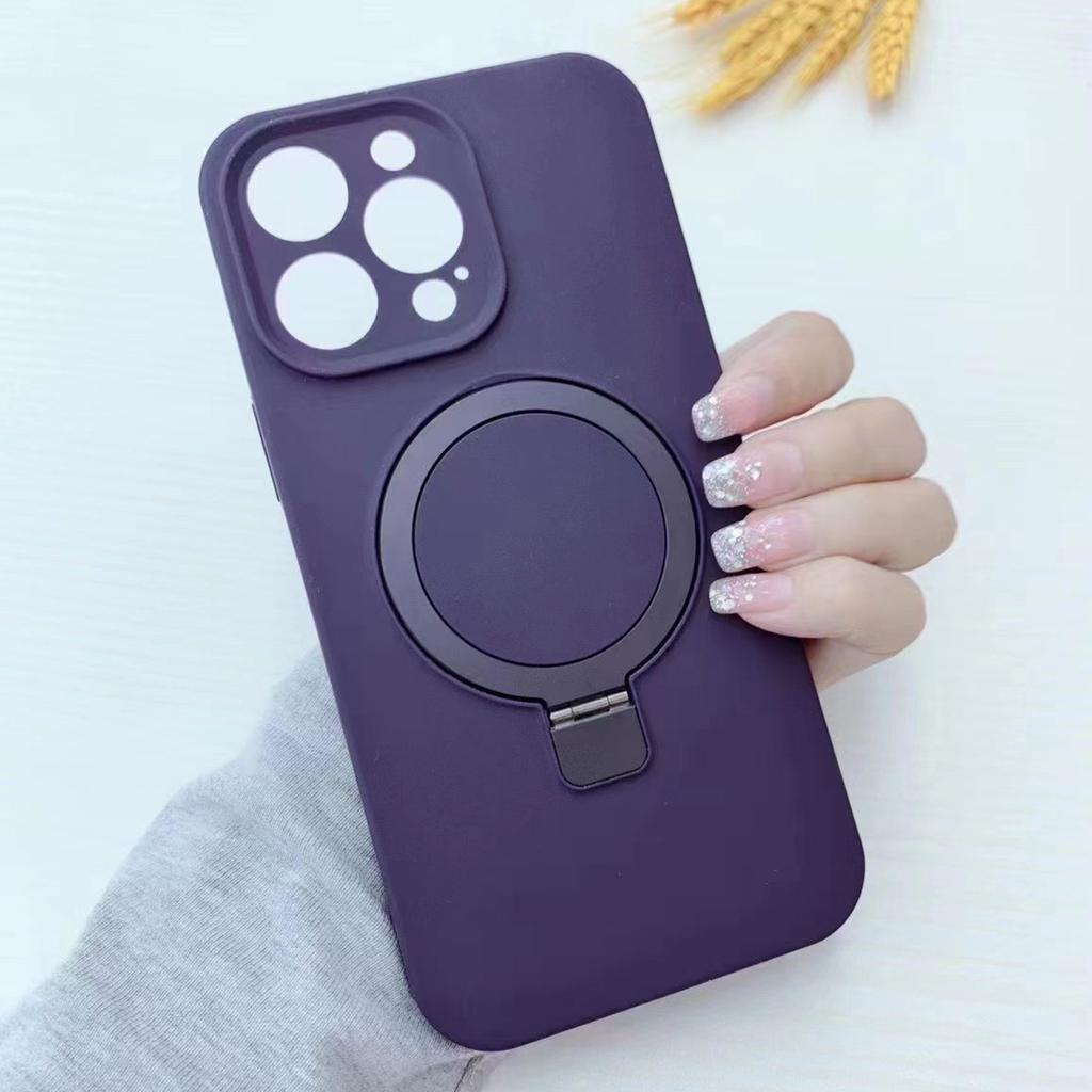 For iPhone 13 Pro Case Compatible with MagSafe Liquid Silicone Ring Kickstand Phone Cover
