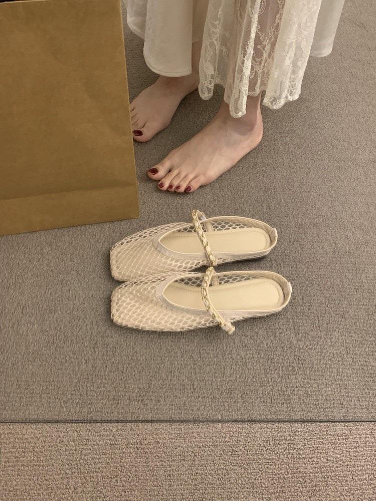 

Ретро туфли-лодочки на плоской подошве в сказочном стиле, вечерние, дышащие, с полым носком, полушлепанцы, женские, летние туфли-сетка для рыбалки с педалью 40