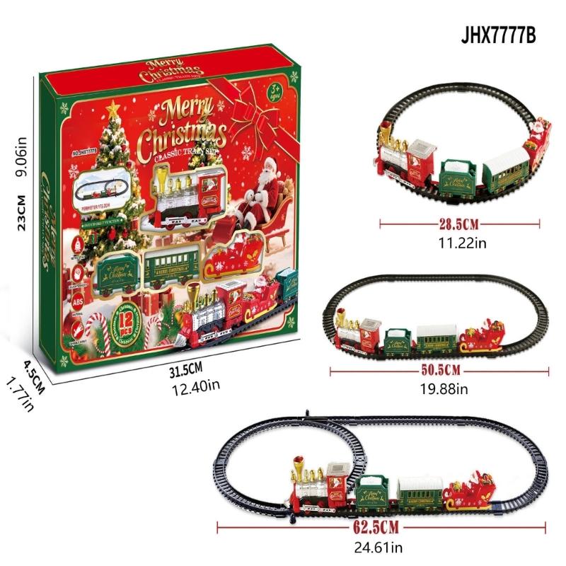 Plastic Christmas Toy Train and Truck Set with Battery Operated Motion for Holiday Shelf Display, Kids Ages 3+ and Family Use