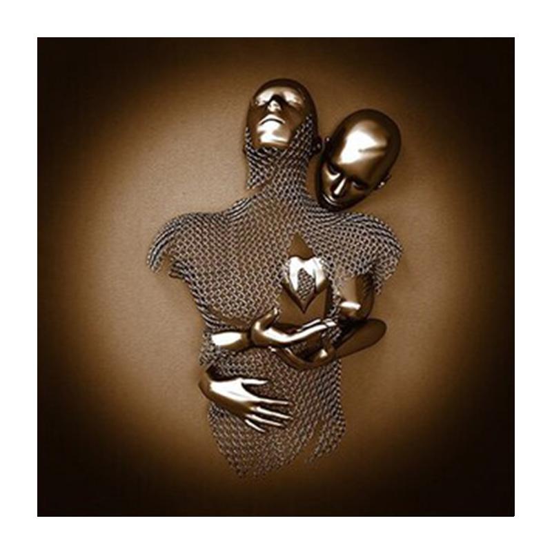 

Пары целуются бронзовый холст плакат и принты 3d эффект холст картины абстрактные настенные художественные картины для домашнего декора комнаты подарок 20X20 cm No Frame