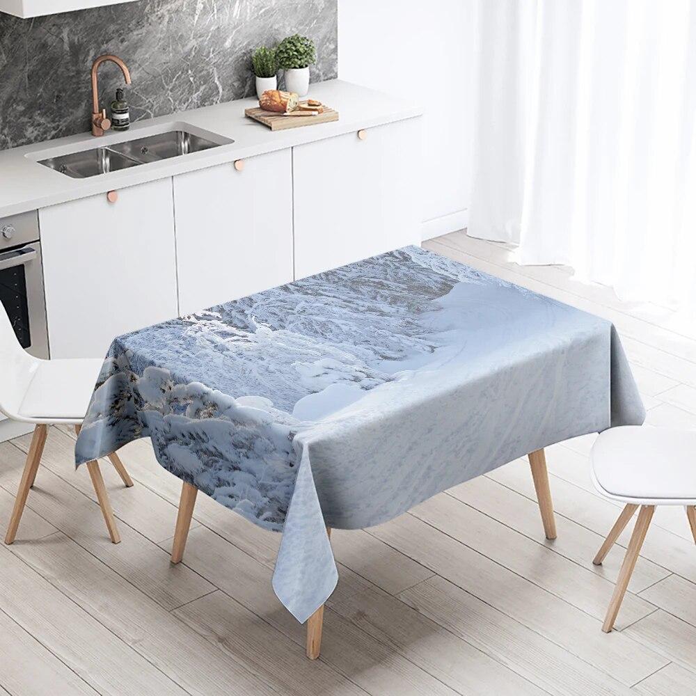 Winter Snow Tablecloth Beautiful  Anti-fouling Waterproof Rectangular Kitchen Table Home Decoration